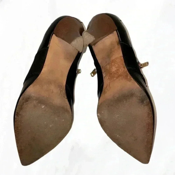 DKNY stylish day 2 nite black ankle patent leather  zippered booties heel 8.5 - Picture 4 of 5